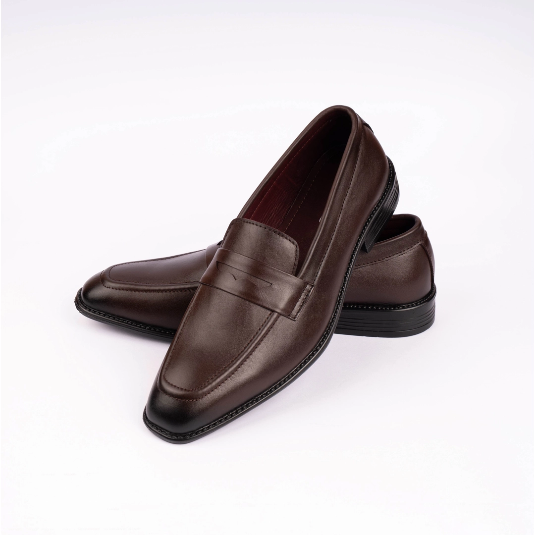 Reno Leather Penny Shoes-Chocolate-RT1138